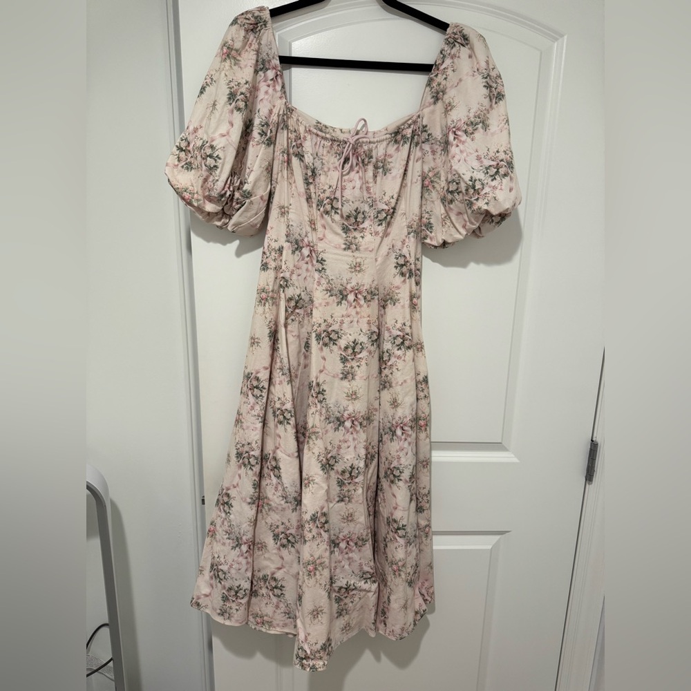 Selkie Cream Floral Midi Dress - Picture 5 of 11